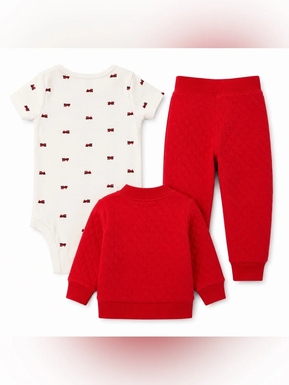Carter's Red Baby Knit Top and Pants Set with Cream Bodysuit